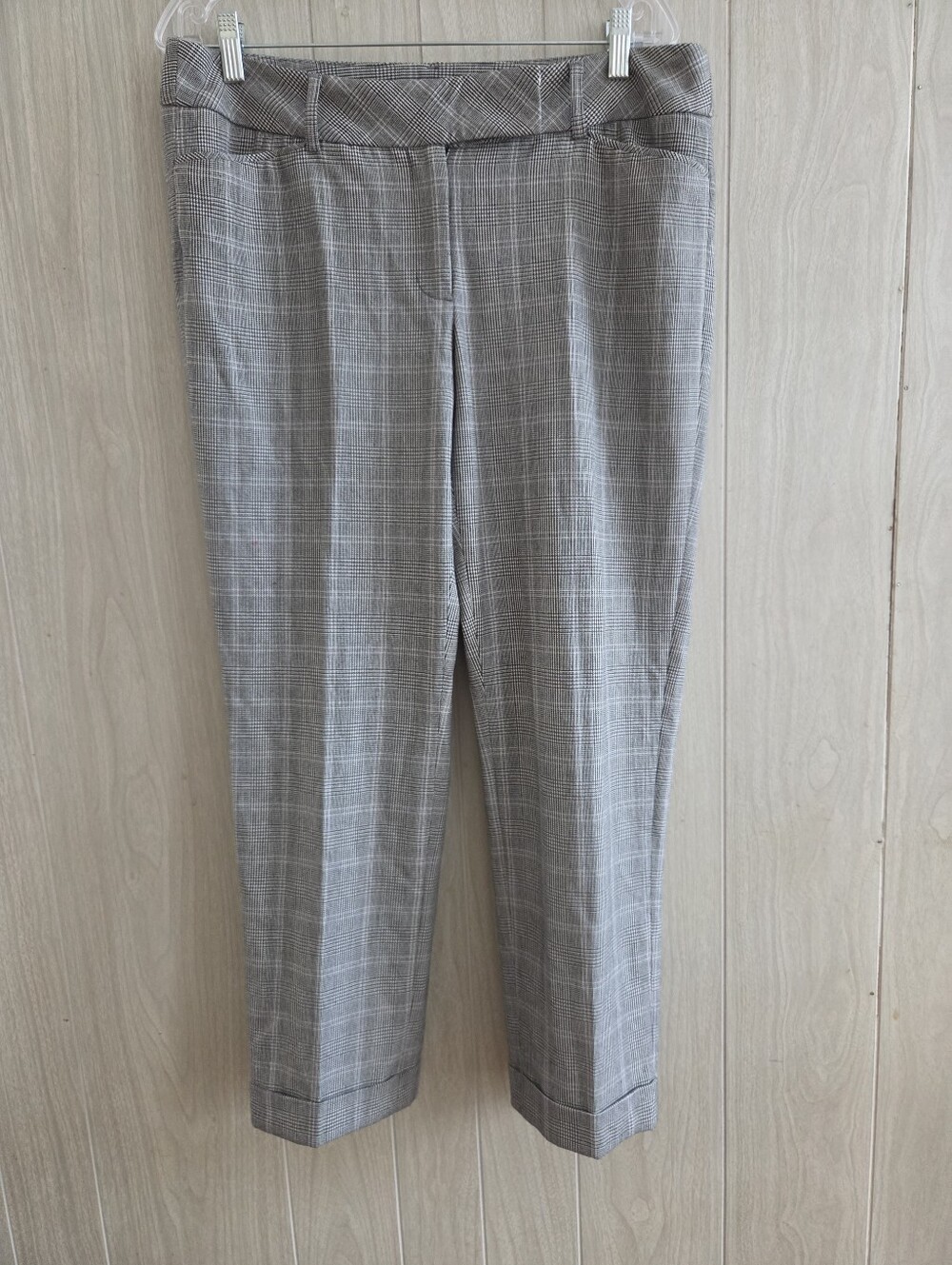 White House Black Market Slim Ankle Plaid Hemmed Trouser Pants 10 R